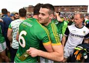 7 July 2019; Thomas McGovern, right, and Padraic Harnan of Meath celebrate following the GAA Football All-Ireland Senior Championship Round 4 match between Meath and Clare at O’Moore Park in Portlaoise, Laois. Photo by Sam Barnes/Sportsfile
