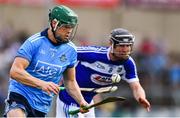 7 July 2019; Tom Connolly of Dublin in action against John Lennon of Laois during the GAA Hurling All-Ireland Senior Championship preliminary round quarter-final match between Laois and Dublin at O’Moore Park in Portlaoise, Laois. Photo by Piaras Ó Mídheach/Sportsfile