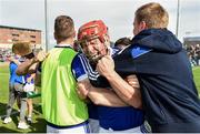 7 July 2019; Pádraig Delaney of Laois, centre, celebrates with team-mates and supporters following the GAA Hurling All-Ireland Senior Championship preliminary round quarter-final match between Laois and Dublin at O’Moore Park in Portlaoise, Laois. Photo by Sam Barnes/Sportsfile