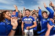 7 July 2019; Ryan Mullaney of Laois celebrates with supporters following the GAA Hurling All-Ireland Senior Championship preliminary round quarter-final match between Laois and Dublin at O’Moore Park in Portlaoise, Laois. Photo by Sam Barnes/Sportsfile