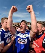 7 July 2019; Ross King of Laois, centre, celebrates following the GAA Hurling All-Ireland Senior Championship preliminary round quarter-final match between Laois and Dublin at O’Moore Park in Portlaoise, Laois. Photo by Sam Barnes/Sportsfile