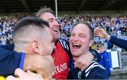 7 July 2019; Laois manager Eddie Brennan, centre, celebrates after the GAA Hurling All-Ireland Senior Championship preliminary round quarter-final match between Laois and Dublin at O’Moore Park in Portlaoise, Laois. Photo by Piaras Ó Mídheach/Sportsfile
