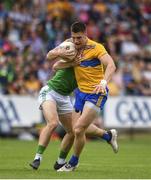 7 July 2019; Jamie Malone of Clare in action against Séamus Lavin of Meath during the GAA Football All-Ireland Senior Championship Round 4 match between Meath and Clare at O’Moore Park in Portlaoise, Laois. Photo by Sam Barnes/Sportsfile