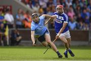 7 July 2019; Ronan Hayes of Dublin in action against Jack Kelly of Laois during the GAA Hurling All-Ireland Senior Championship preliminary round quarter-final match between Laois and Dublin at O’Moore Park in Portlaoise, Laois. Photo by Sam Barnes/Sportsfile