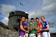 9 July 2019; In attendance at the GAA Hurling All Ireland Senior Championship Series National Launch at King John's Castle in Limerick are, from left, Kevin Foley of Wexford, Brendan Maher of Tipperary, Aaron Gillane of Limerick, Seamus Harnedy of Cork and Joe Phelan of Laois. Photo by Brendan Moran/Sportsfile