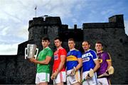 9 July 2019; In attendance at the GAA Hurling All Ireland Senior Championship Series National Launch at King John's Castle in Limerick are, from left, Aaron Gillane of Limerick, Seamus Harnedy of Cork, Brendan Maher of Tipperary, Joe Phelan of Laois and Kevin Foley of Wexford.  Photo by Brendan Moran/Sportsfile