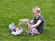 9 July 2019; Ada Cantillon, four years, a member of the host club, with the Liam MacCarthy Cup at the GAA Hurling All Ireland Senior Championship Series National Launch at Mungret St Pauls GAA Club in Limerick Photo by Ray McManus/Sportsfile