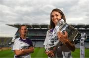 9 July 2019; #FollowOurJourney: The journey to Croke Park for the participating contenders in the 2019 TG4 Ladies Football Championships begins on Saturday, 13 July. Senior Champions Dublin will feature on a LIVE TG4 double-bill when they take on Munster runners-up Waterford, while Connacht Champions Galway are up against Kerry. 17 Championship games will be broadcast exclusively on TG4 throughout the summer, with the Senior and Intermediate championships to be played once again on a round-robin basis. You can follow the journey of all 32 teams involved in the Senior, Intermediate and Junior Championships, as they aim to make it Croke Park for TG4 All-Ireland Finals Sunday on 15 September. A number of top inter-county stars travelled to the spectacular Ballynahinch Castle Hotel in county Galway to mark the beginning of the TG4 All-Ireland series. Pictured are Emma Jane Gervin of Tyrone and Niamh Kelly of Mayo with the Brendan Martin Cup at the launch at Croke Park in Dublin. #ProperFan. Photo by Eóin Noonan/Sportsfile