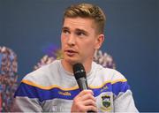 9 July 2019; Brendan Maher of Tipperary speaking at the GAA Hurling All Ireland Senior Championship Series National Launch at Mungret St Pauls GAA Club in Limerick. Photo by Brendan Moran/Sportsfile