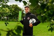 9 July 2019; Danny Mandroiu of Bohemians pictured with his SSE Airtricity/SWAI Player of the Month Award for June 2019 at Ellenfield Park, Whitehall, Dublin. Photo by Sam Barnes/Sportsfile