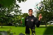 9 July 2019; Danny Mandroiu of Bohemians pictured with his SSE Airtricity/SWAI Player of the Month Award for June 2019 at Ellenfield Park, Whitehall, Dublin. Photo by Sam Barnes/Sportsfile