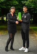 9 July 2019; Danny Mandroiu of Bohemians is presented with his SSE Airtricity/SWAI Player of the Month Award for June 2019 by Ruth Ryan, SSE Airtricity,  at Ellenfield Park, Whitehall, Dublin. Photo by Sam Barnes/Sportsfile