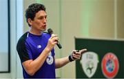 9 July 2019; Keith Andrews, UEFA Pro Licence student, speaking during a UEFA Pro Licence Course at Johnstown House in Enfield, Meath. Photo by Piaras Ó Mídheach/Sportsfile