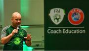 9 July 2019; Niall O'Regan, FAI Coach Education Manager, speaking during a UEFA Pro Licence Course at Johnstown House in Enfield, Meath. Photo by Piaras Ó Mídheach/Sportsfile
