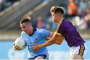 9 July 2019; Ross McGarry of Dublin in action against Killian Pierce of Wexford during the EirGrid Leinster GAA Football U20 Championship semi-final match between Dublin and Wexford at Parnell Park in Dublin. Photo by Eóin Noonan/Sportsfile