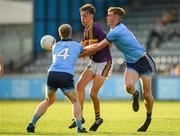 9 July 2019; Liam Coleman of Wexford is tackled by Peadar O'Cofaigh Byrne, right, and Eoin O'Dea of Dublin during the EirGrid Leinster GAA Football U20 Championship semi-final match between Dublin and Wexford at Parnell Park in Dublin. Photo by Eóin Noonan/Sportsfile