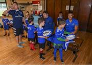 10 July 2019; Leinster players Adam Byrne and Scott Penny with participants during the Bank of Ireland Leinster Rugby Summer Camp at Mullingar RFC in Mullingar, Westmeath. Photo by Eóin Noonan/Sportsfile