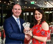 10 July 2019; Geraldine McLaughlin of Donegal is presented with The Croke Park / LGFA Player of the Month award for June by Alan Smullen, General Manager, The Croke Park, at The Croke Park in Jones Road, Dublin. Geraldine was outstanding for Donegal in their march to a third successive TG4 Ulster Senior Championship title. En route to the provincial crown, the Termon player scored 2-4 against Tyrone, 0-14 in the semi-final victory over Cavan, and 2-4 in the Final win against Armagh. Photo by Ray McManus/Sportsfile
