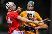 10 July 2019; Aidan McCarthy of Clare is tackled by Shane O’Regan of Cork during the Bord Gais Energy Munster GAA Hurling Under 20 Championship semi-final match between Cork and Clare at Páirc Ui Rinn in Cork. Photo by Brendan Moran/Sportsfile