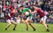 10 July 2019; Evan O'Brien of Mayo in action against Liam Costello, left, and Padraig Costello of Galway during the EirGrid Connacht GAA Football U20 Championship final match between Galway and Mayo at Tuam, Co. Galway. Photo by Sam Barnes/Sportsfile
