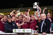 10 July 2019; Conor Campbell of Galway lifts the cup following the EirGrid Connacht GAA Football U20 Championship final match between Galway and Mayo at Tuam, Co. Galway. Photo by Sam Barnes/Sportsfile