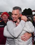 10 July 2019; Galway manager Padraic Joyce is congratulated by his daughter Ava, aged 16,  during the EirGrid Connacht GAA Football U20 Championship final match between Galway and Mayo at Tuam, Co. Galway. Photo by Sam Barnes/Sportsfile