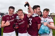 10 July 2019; Galway players from left, Matthias Barrett, Eoghan McFadden, Seán Mulkerrin and Oran Burke celebrate following the EirGrid Connacht GAA Football U20 Championship final match between Galway and Mayo at Tuam, Co. Galway. Photo by Sam Barnes/Sportsfile