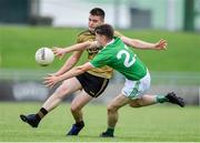 11 July 2019; Seán Horan of Kerry in action against Jason Daly of Limerick during the EirGrid GAA Football Under 20 Munster Championship Semi-Final match between Kerry and Limerick at Austin Stack Park in Tralee, Kerry. Photo by Brendan Moran/Sportsfile
