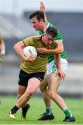 11 July 2019; Cathal Ferriter of Kerry in action against Karl Moloney of Limerick during the EirGrid GAA Football Under 20 Munster Championship Semi-Final match between Kerry and Limerick at Austin Stack Park in Tralee, Kerry. Photo by Brendan Moran/Sportsfile
