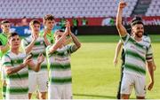 11 July 2019; Shamrock Rovers players celebrating following the UEFA Europa League First Qualifying Round 1st Leg match between SK Brann and Shamrock Rovers at Brann Stadion, Bergen, Norway. Photo by Bjorn Erik Nesse/Sportsfile.