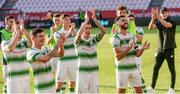 11 July 2019; Shamrock Rovers players celebrating following the UEFA Europa League First Qualifying Round 1st Leg match between SK Brann and Shamrock Rovers at Brann Stadion, Bergen, Norway. Photo by Bjorn Erik Nesse/Sportsfile.
