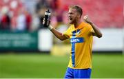 11 July 2019; Kasper Larsen of IFK Norrköping celebrates following the UEFA Europa League First Qualifying Round 1st Leg match between St Patrick's Athletic and IFK Norrköping at Richmond Park in Inchicore, Dublin. Photo by Sam Barnes/Sportsfile