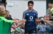 12 July 2019; Joey Carbery greets young supporters prior to an Ireland Rugby open training session at Sportsground in Galway. Photo by Matt Browne/Sportsfile