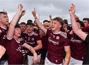 10 July 2019; Galway players, including Ross Mahon, centre left, and Conor Campbell, centre, right, celebrate following the EirGrid Connacht GAA Football U20 Championship final match between Galway and Mayo at Tuam, Co. Galway. Photo by Sam Barnes/Sportsfile