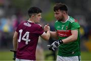 10 July 2019; Padraig Costello of Galway and Evan O'Brien of Mayo shake hands following the EirGrid Connacht GAA Football U20 Championship final match between Galway and Mayo at Tuam, Co. Galway. Photo by Sam Barnes/Sportsfile