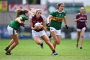 13 July 2019; Megan Glynn of Galway in action against gets past Anna O'Reilly, left, and Ciara Murphy of Kerry during the TG4 All-Ireland Ladies Football Senior Championship Group 3 Round 1 match between Galway and Kerry at O'Moore Park in Portlaoise, Laois. Photo by Piaras Ó Mídheach/Sportsfile