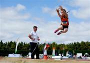 13 July 2019; Ellen O'Dwyer of Nenagh Olympic A.C., Co. Tipperary, competing in the Long Jump during day two of the Irish Life Health National Juvenile Outdoor Championships at Tullamore Harriers Stadium in Tullamore, Co. Offaly.   Photo by Eóin Noonan/Sportsfile