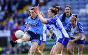 13 July 2019; Lyndsey Davey of Dublin in action against Karen McGrath of Waterford during the TG4 All-Ireland Ladies Football Senior Championship Group 2 Round 1 match between Dublin and Waterford at O'Moore Park in Portlaoise, Laois. Photo by Piaras Ó Mídheach/Sportsfile
