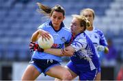 13 July 2019; Niamh McEvoy of Dublin in action against Waterford goalkeeper Rosie Landers during the TG4 All-Ireland Ladies Football Senior Championship Group 2 Round 1 match between Dublin and Waterford at O'Moore Park in Portlaoise, Laois. Photo by Piaras Ó Mídheach/Sportsfile