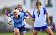 13 July 2019; Nicole Owens of Dublin in action against Katie Murray, behind, and Aisling Mullaney of Waterford during the TG4 All-Ireland Ladies Football Senior Championship Group 2 Round 1 match between Dublin and Waterford at O'Moore Park in Portlaoise, Laois. Photo by Piaras Ó Mídheach/Sportsfile