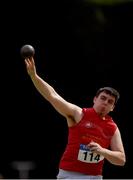 13 July 2019; Ricky Carroll of Fanahan Mc Sweeney A.C. Co. Cork competing in the Shotput during day two of the Irish Life Health National Juvenile Outdoor Championships at Tullamore Harriers Stadium in Tullamore, Co. Offaly.   Photo by Eóin Noonan/Sportsfile
