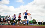 13 July 2019; Aidan Burke of Waterford A.C. Co. Waterford leading the 3000m during day two of the Irish Life Health National Juvenile Outdoor Championships at Tullamore Harriers Stadium in Tullamore, Co. Offaly.   Photo by Eóin Noonan/Sportsfile