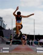 13 July 2019; Grainne O'Sullivan of Bray Runners A.C. Co. Wicklow competing in the Long Jump during day two of the Irish Life Health National Juvenile Outdoor Championships at Tullamore Harriers Stadium in Tullamore, Co. Offaly.   Photo by Eóin Noonan/Sportsfile