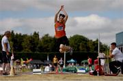 13 July 2019; James Sage of Nenagh Olympic A.C. Co. Tipperary competing in the Long Jump during day two of the Irish Life Health National Juvenile Outdoor Championships at Tullamore Harriers Stadium in Tullamore, Co. Offaly.   Photo by Eóin Noonan/Sportsfile