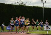 13 July 2019; Athletes competing in the boys u18 3000m during day two of the Irish Life Health National Juvenile Outdoor Championships at Tullamore Harriers Stadium in Tullamore, Co. Offaly.   Photo by Eóin Noonan/Sportsfile