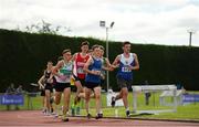 13 July 2019; Athletes competing in the boys u18 3000m during day two of the Irish Life Health National Juvenile Outdoor Championships at Tullamore Harriers Stadium in Tullamore, Co. Offaly.   Photo by Eóin Noonan/Sportsfile