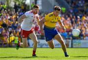 13 July 2019; Sean Mullooly of Roscommon in action against Cathal McShane of Tyrone during the GAA Football All-Ireland Senior Championship Quarter-Final Group 2 Phase 1 match between Roscommon and Tyrone at Dr Hyde Park in Roscommon. Photo by Brendan Moran/Sportsfile