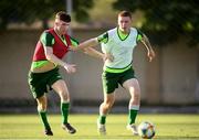 13 July 2019; Kameron Ledwidge, right, and Conor Grant during a Republic of Ireland training session prior to the start of the 2019 UEFA European U19 Championships at the FFA Technical Centre in Yerevan, Armenia. Photo by Stephen McCarthy/Sportsfile
