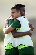 13 July 2019; Ali Reghba, left, and Jonathan Afolabi during a Republic of Ireland training session prior to the start of the 2019 UEFA European U19 Championships at the FFA Technical Centre in Yerevan, Armenia. Photo by Stephen McCarthy/Sportsfile