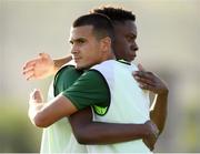 13 July 2019; Ali Reghba, left, and Jonathan Afolabi during a Republic of Ireland training session prior to the start of the 2019 UEFA European U19 Championships at the FFA Technical Centre in Yerevan, Armenia. Photo by Stephen McCarthy/Sportsfile